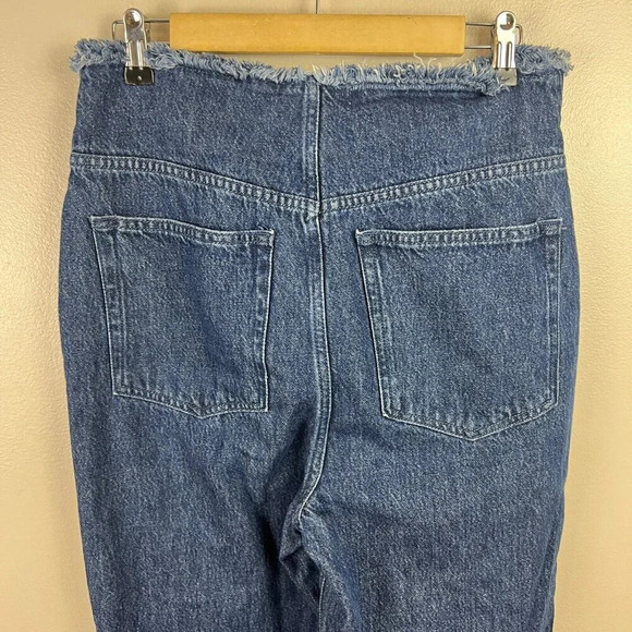 WeWoreWhat Frayed Straight Leg Jeans Size 29 True Blue Indigo Denim High Rise - Picture 9 of 11